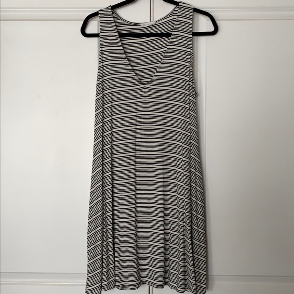 Black and Cream Striped Dress WITH Pockets